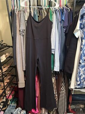 Aritzia Wilfred Black flare Spaghetti-Strap Jumpsuit